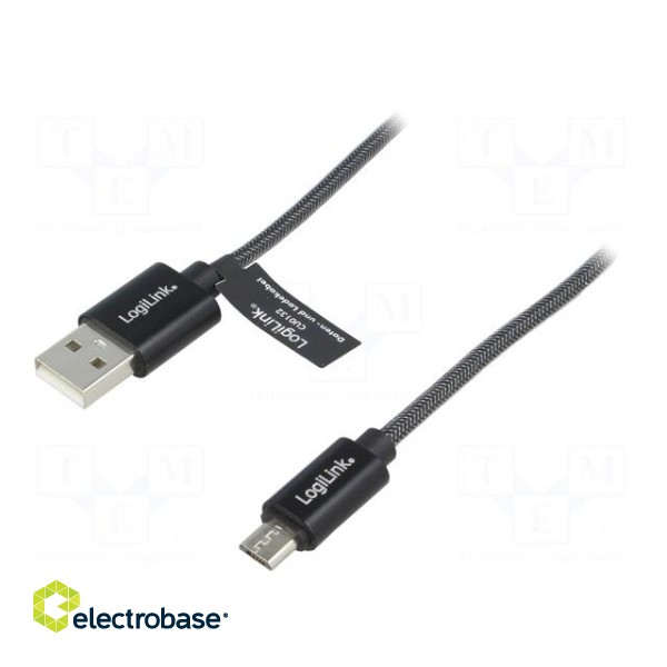 Cable | USB A plug,USB B micro plug | 1m | grey