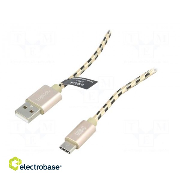 Cable | USB A plug,USB C plug | 1m | black-brown