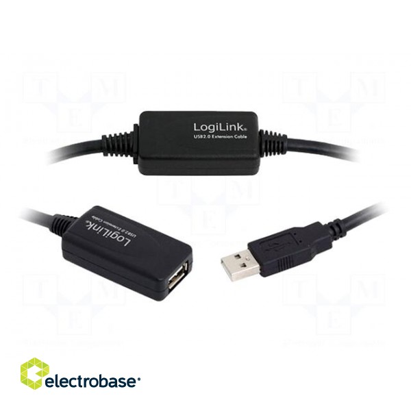 Repeater USB | USB 2.0 | USB A socket,USB A plug | 25m | black