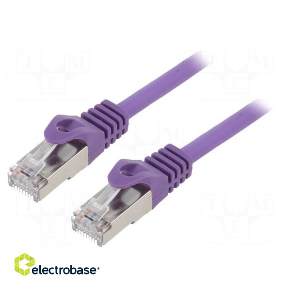 Patch cord | F/UTP | 6 | stranded | CCA | PVC | violet | 0.25m | RJ45 plug