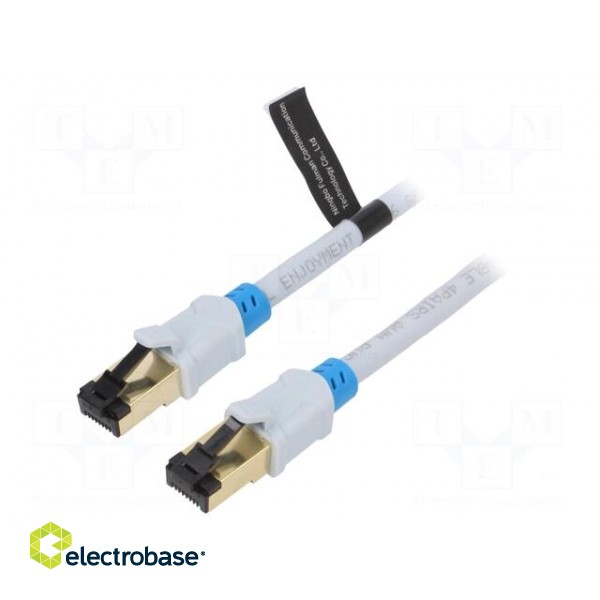 Patch cord | S/FTP | 6 | OFC | PVC | grey | 1m | RJ45 plug,both sides