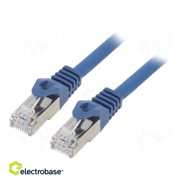 Patch cord | S/FTP | 6a | solid | Cu | LSZH | blue | 0.25m | 27AWG