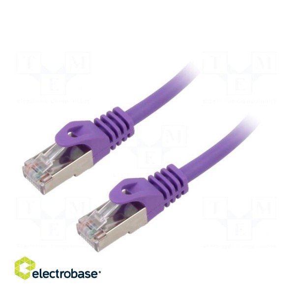 Patch cord | S/FTP | 6a | solid | Cu | LSZH | violet | 15m | 27AWG