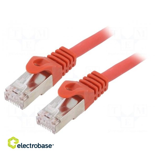 Patch cord | S/FTP | 6a | solid | Cu | LSZH | red | 2m | 27AWG | Øcable: 5.8mm
