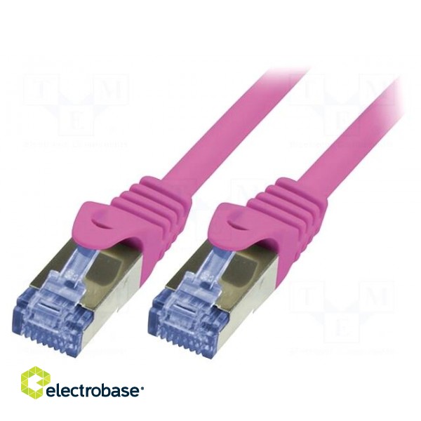 Patch cord | S/FTP | 6a | stranded | Cu | LSZH | pink | 0.5m | 26AWG