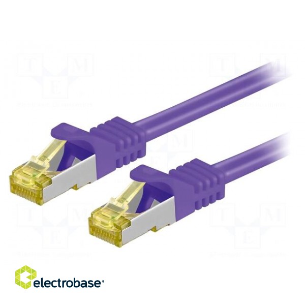 Patch cord | S/FTP | 6a | stranded | Cu | LSZH | violet | 0.25m | 26AWG