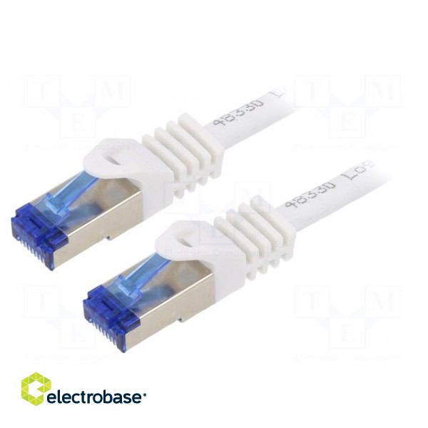 Patch cord | S/FTP | 6a | stranded | Cu | LSZH | white | 1m | 26AWG | -20÷75°C