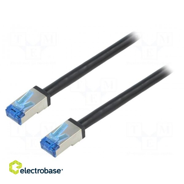 Patch cord | S/FTP | 6a | stranded | Cu | PE | black | 7.5m | 26AWG