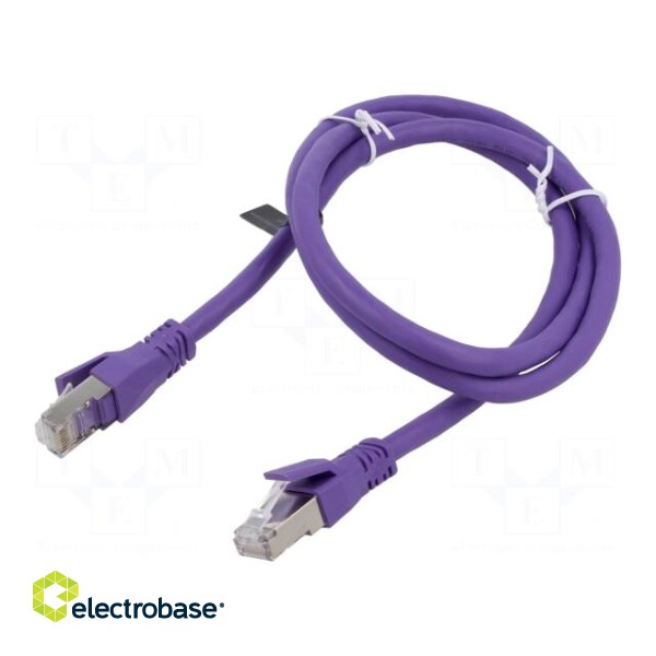 Patch cord | S/FTP | 6a | stranded | OFC | PVC | violet | 1m | 26AWG