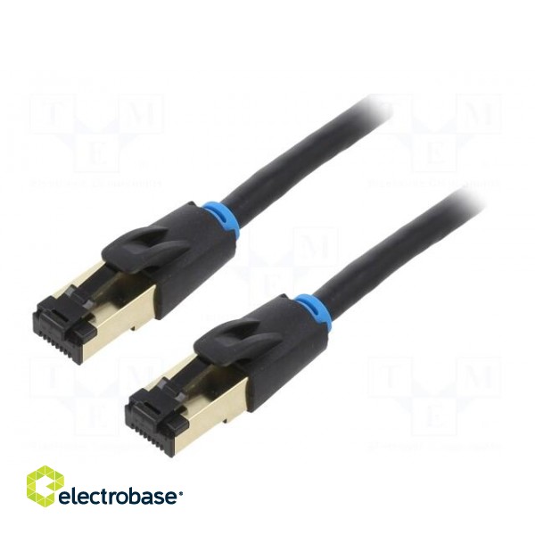 Patch cord | S/FTP | Cat 8 | OFC | PVC | black | 0.5m | Cores: 8