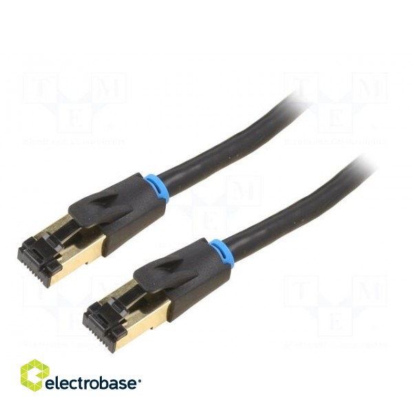Patch cord | S/FTP | Cat 8 | OFC | PVC | black | 20m | Plating: gold-plated
