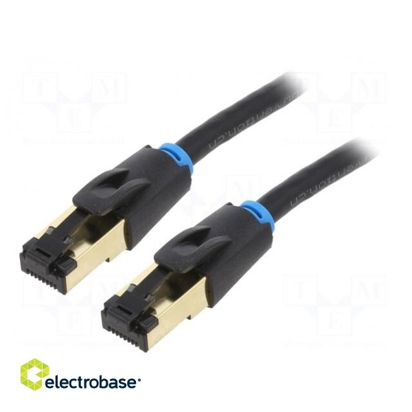 Patch cord | S/FTP | Cat 8 | OFC | PVC | black | 2m | RJ45 plug,both sides