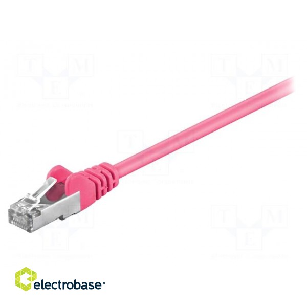 Patch cord | SF/UTP | 5e | stranded | CCA | PVC | pink | 0.25m | 26AWG