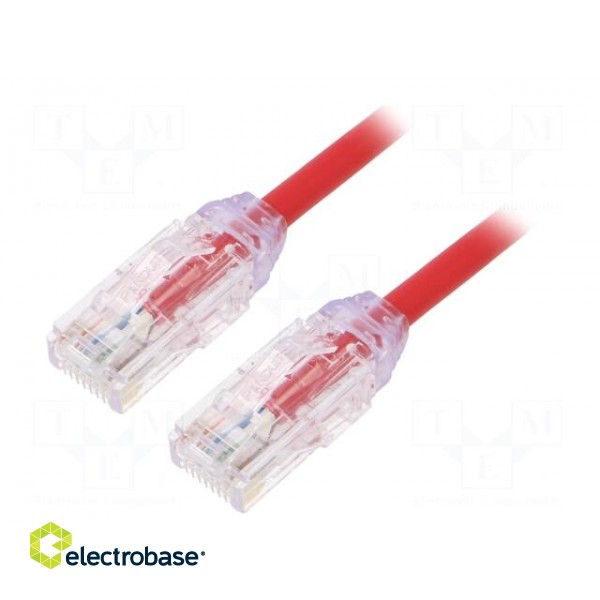 Patch cord | TX6A-28™,U/UTP | 6a | solid | Cu | LSZH | red | 0.5m | 28AWG