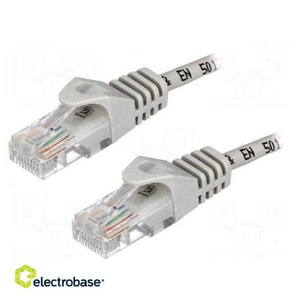 Patch cord | U/UTP | 5e | CCA | grey | 0.5m | RJ45 plug,both sides