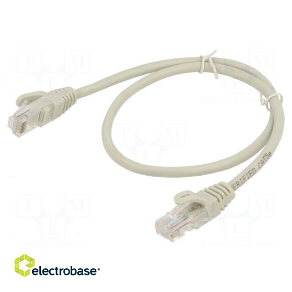 Patch cord | U/UTP | 5e | CCA | grey | 0.5m | RJ45 plug,both sides | 26AWG