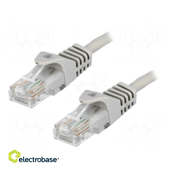 Patch cord | U/UTP | 5e | CCA | grey | 1m | RJ45 plug,both sides