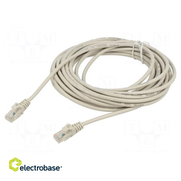 Patch cord | U/UTP | 5e | CCA | grey | 15m | RJ45 plug,both sides | 26AWG