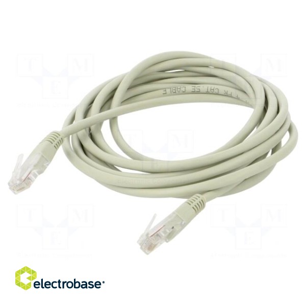 Patch cord | U/UTP | 5e | grey | 3m | RJ45 plug,both sides | 26AWG