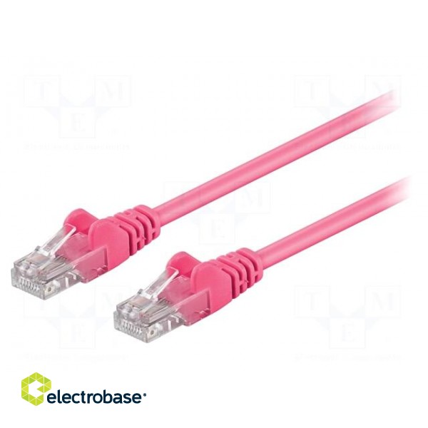 Patch cord | U/UTP | 5e | stranded | CCA | PVC | pink | 0.5m | 27AWG