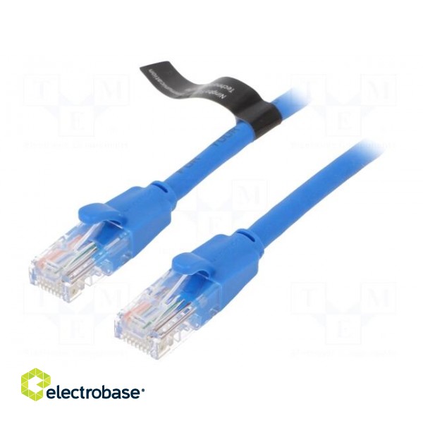 Patch cord | U/UTP | 6 | CCA | PVC | blue | 1m | RJ45 plug,both sides