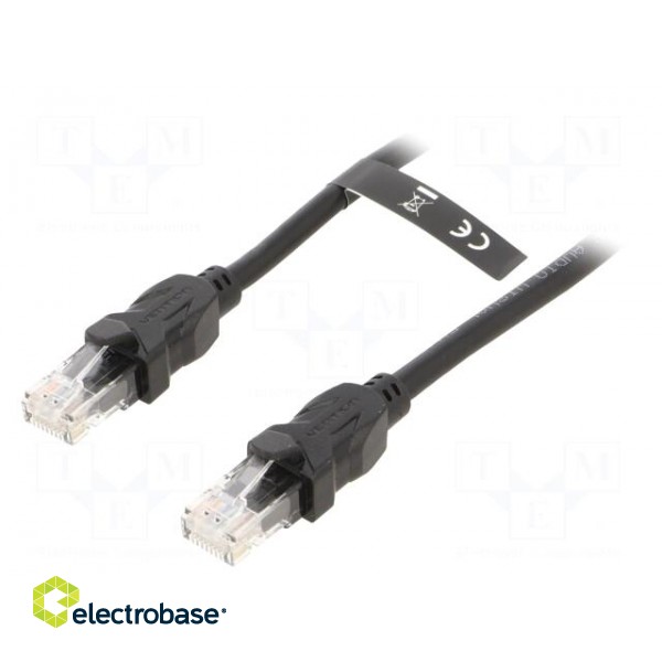 Patch cord | U/UTP | 6 | Cu | PVC | black | 1m | RJ45 plug,both sides