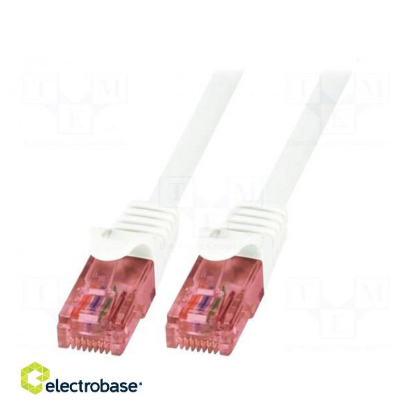 Patch cord | U/UTP | 6 | stranded | Cu | LSZH | white | 250mm | RJ45 plug