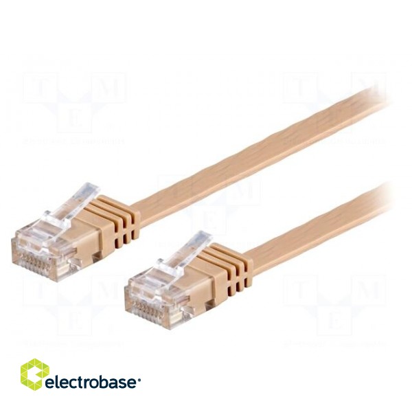 Patch cord | U/UTP | 6 | stranded | Cu | PVC | light brown | Len: 1m | 32AWG