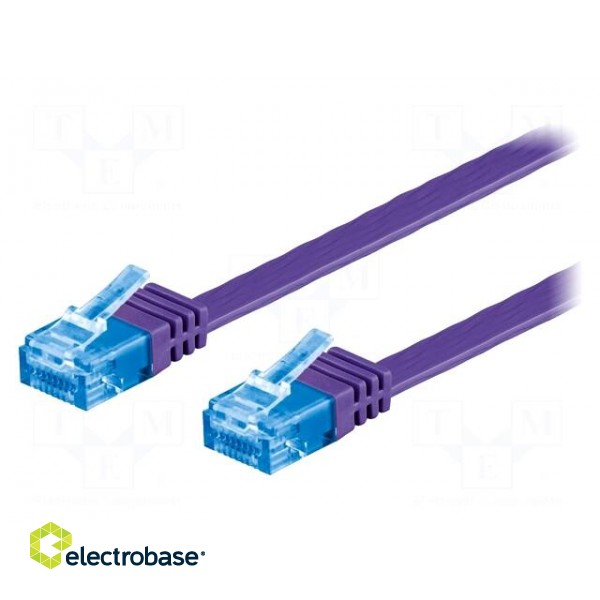 Patch cord | U/UTP | 6a | stranded | Cu | PVC | violet | Len: 1m | 32AWG