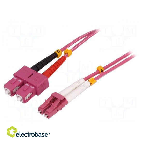Fiber patch cord | OM4 | LC/UPC,SC/UPC | 7.5m | LSZH | pink | Øcable: 2mm