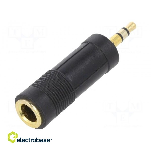 Adapter | Jack 3.5mm 3pin plug,Jack 6,3mm socket | black image 1