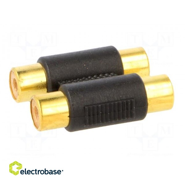 Adapter | RCA socket x2,both sides | Plating: gold-plated | black image 7