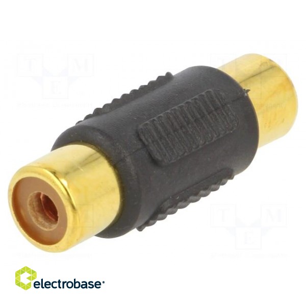 Adapter | RCA socket,both sides | Plating: gold-plated | black image 1