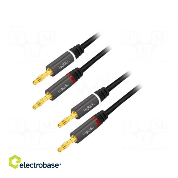 Cable | banana 4mm plug,both sides | 3m | Plating: gold-plated