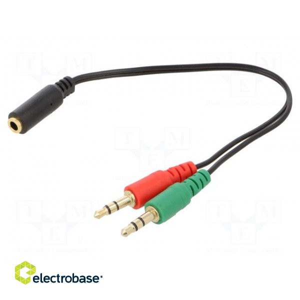 Cable | Jack 3.5mm 3pin plug x2,Jack 3.5mm 4pin socket | 0.2m