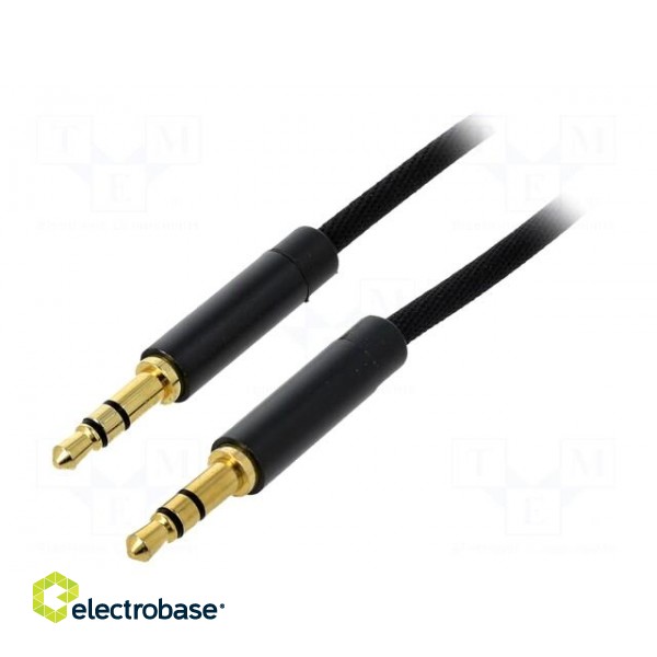 Cable | Jack 3.5mm 3pin plug,both sides | 1.5m | black | Øcable: 3mm