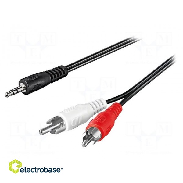 Cable | Jack 3.5mm 3pin plug,RCA plug x2 | 0.5m | black | shielded