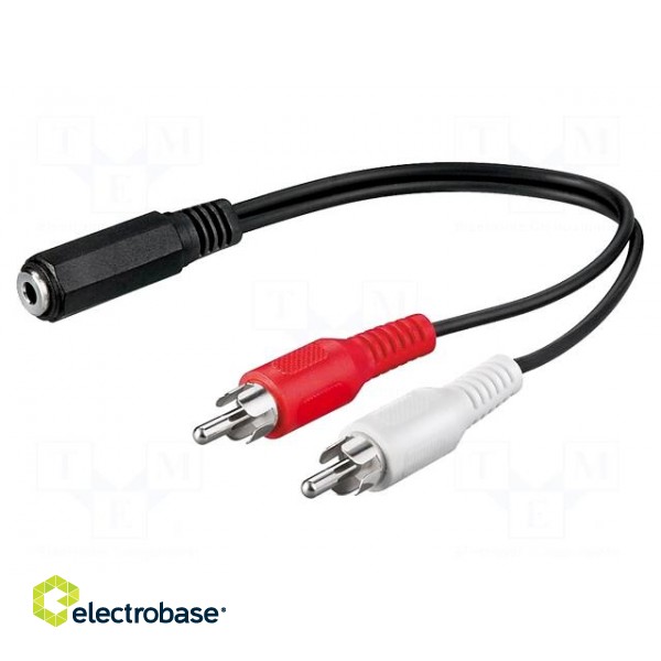 Cable | RCA plug x2,Jack 3.5mm 3pin socket | 0.2m | black
