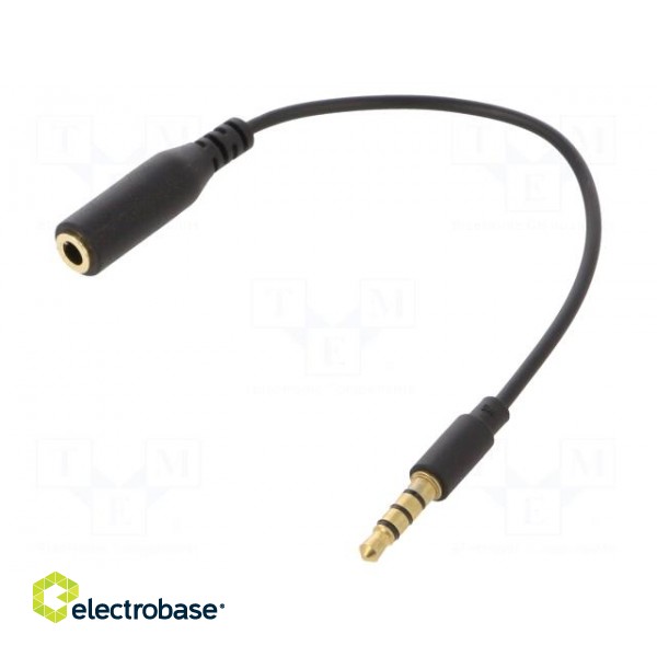 Cable | Jack 3.5mm 4pin socket,Jack 3,5mm 4pin plug | 0.2m | black