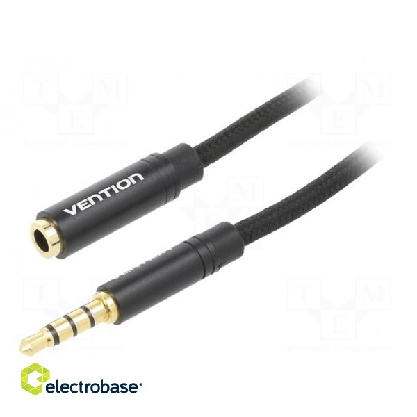 Cable | Jack 3.5mm 4pin socket,Jack 3,5mm 4pin plug | 1.5m | black