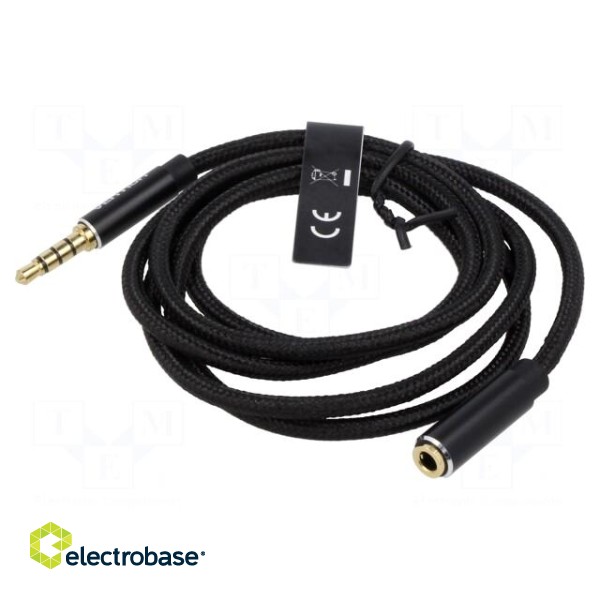 Cable | Jack 3.5mm 4pin socket,Jack 3,5mm 4pin plug | 1m | black