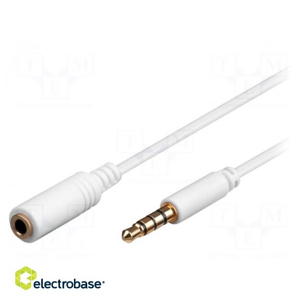 Cable | Jack 3.5mm 4pin socket,Jack 3,5mm 4pin plug | 3m | white