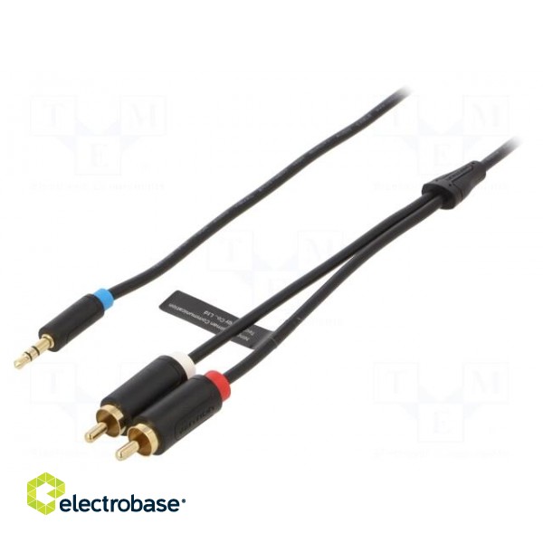 Cable | Jack 3.5mm plug,RCA plug x2 | 1.5m | Plating: gold-plated
