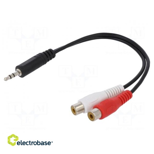 Cable | Jack 3.5mm plug,RCA socket x2 | 200mm | black