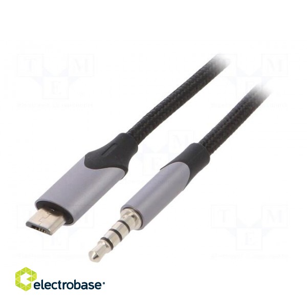 Cable | Jack 3.5mm plug,USB B micro plug | nickel plated | 1m