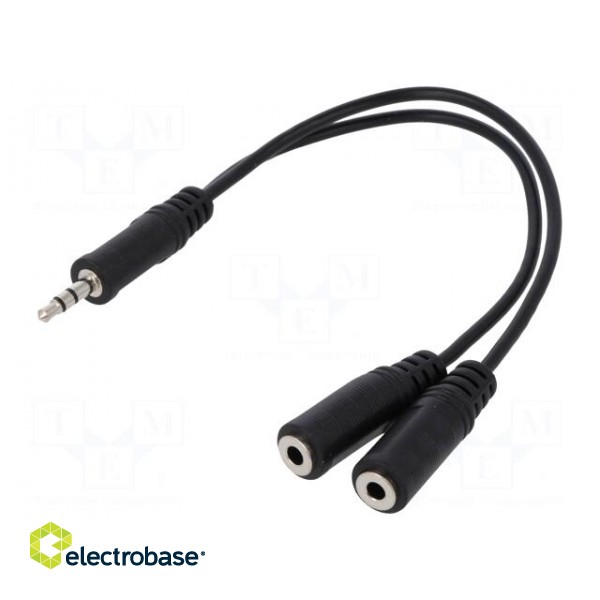 Cable | Jack 3.5mm socket x2,Jack 3.5mm plug | 200mm | black