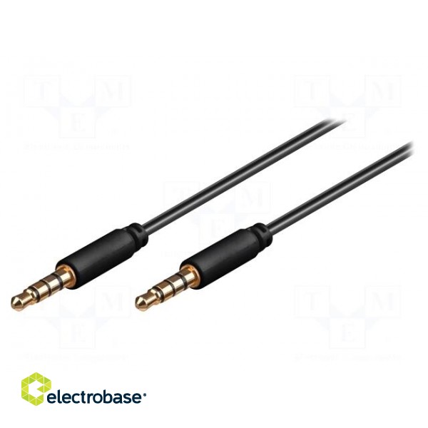 Cable | Jack 3,5mm 4pin plug,both sides | 0.5m | black | Øout: 2.6mm