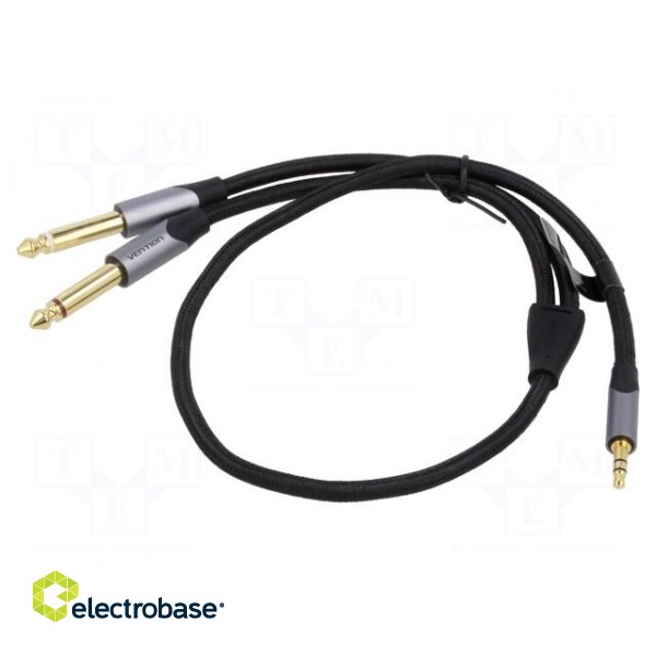 Cable | Jack 3.5mm 3pin plug,Jack 6,3mm plug x2 | 0.5m | black
