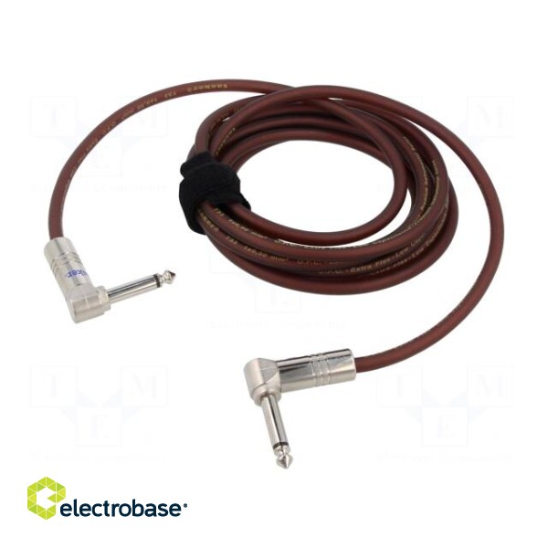 Cable | Jack 6.3mm 2pin angled plug,both sides | 3m | brown | 0.5mm2