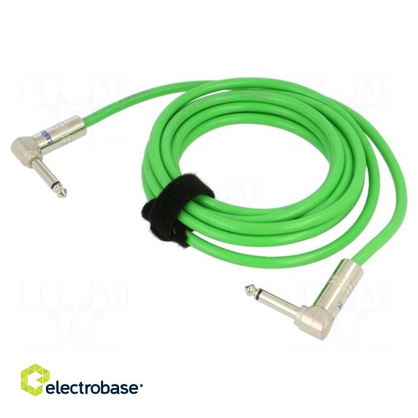 Cable | Jack 6.3mm 2pin angled plug,both sides | 3m | green | 0.5mm2